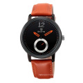 SKONE 9240 Orange Black Brown Leather Strap Quartz Men Watch